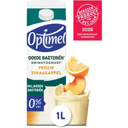 Jumbo Optimel Probiotica Drinkyoghurt Perzik Sinaasappel 0% Vet 1000 ml aanbieding