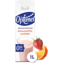 Jumbo Optimel Drinkyoghurt Sinaasappel Aardbei 0% Vet 1L aanbieding