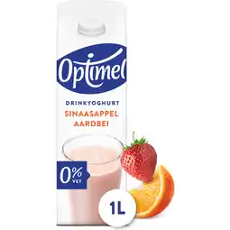 Jumbo Optimel Drinkyoghurt Sinaasappel Aardbei 0% Vet 1L aanbieding