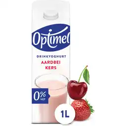 Jumbo Optimel Drinkyoghurt Aardbei Kers 0% Vet 1L aanbieding