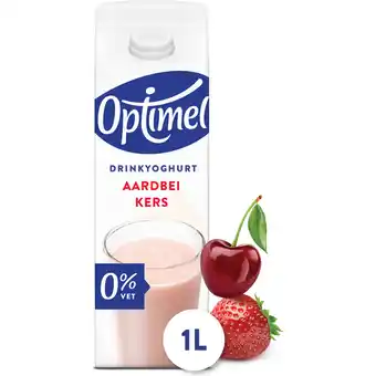 Jumbo Optimel Drinkyoghurt Aardbei Kers 0% Vet 1L aanbieding