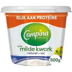 Jumbo Campina Volle Milde Kwark Naturel 500 g aanbieding