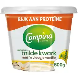 Jumbo Campina Magere Milde Kwark met 'n Vleugje Vanille 500 g aanbieding