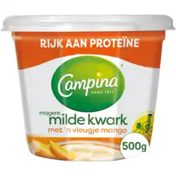 Jumbo Campina Magere Milde Kwark met 'n Vleugje Mango 500 g aanbieding
