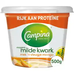 Jumbo Campina Magere Milde Kwark met 'n Vleugje Mango 500 g aanbieding