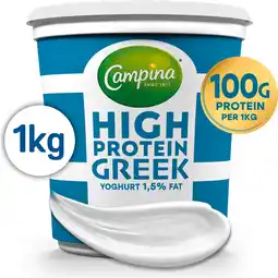 Jumbo Campina High Protein Greek Yoghurt 1,5% Fat 1 kg aanbieding