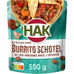 Jumbo HAK mild Mexicaans gekruid Burrito schotel met kidneybonen, wortel & doperwten 550g aanbieding