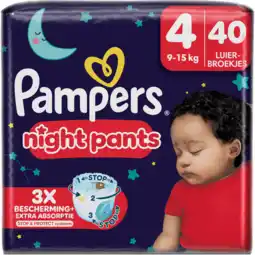 Jumbo Pampers Night Pants Maat 4, 40 luierbroekjes aanbieding