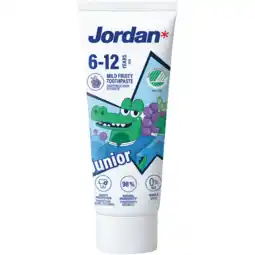 Jumbo Jordan Tandpasta Milde Fruitsmaak 6-12 Jaar 50 ml aanbieding