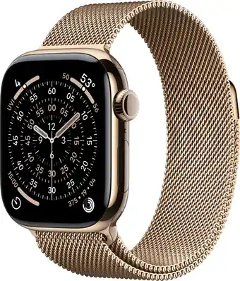 Coolblue Apple Watch Series 11 Cellular 42mm Titanium Goud Milanese Band aanbieding