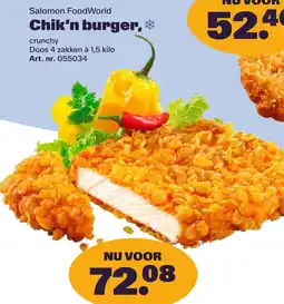 Bidfood Salomon Food World Chik'n burger aanbieding