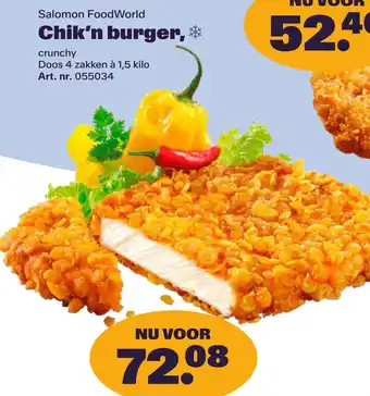 Bidfood Salomon Food World Chik'n burger aanbieding