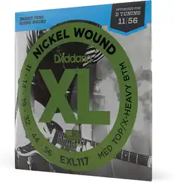 Amazon D'Addario EXL117 nikkelgewonden elektrische gitaarsnaren, Medium Top/Extra-Heavy Bottom, 11-56 aanbieding