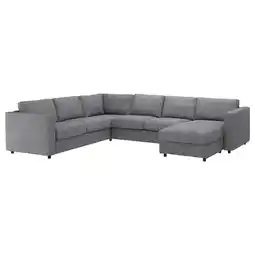 IKEA Vimle grijze sectionele bank met poef. Modern design in getextureerde stof, l-vormig aanbieding