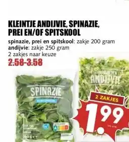MCD Supermarkt KLEINTJE ANDIJVIE, SPINAZIE, PREI EN/OF SPITSKOOL aanbieding
