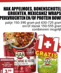 MCD Supermarkt HAK APPELMOES, BONENSCHOTEL, GROENTEN, MEXICANEZ WRAPS, PEULVRUCHTEN EN/OF PROTEIN BOWL aanbieding