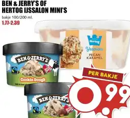 MCD Supermarkt BEN & JERRY'S OF HERTOG IJSSALON MINI'S aanbieding