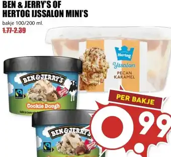 MCD Supermarkt BEN & JERRY'S OF HERTOG IJSSALON MINI'S aanbieding