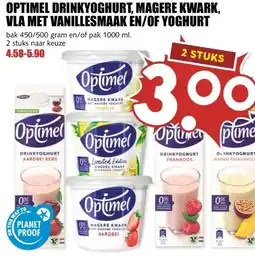 MCD Supermarkt OPTIMEL DRINKYOGHURT, MAGERE KWARK, VLA MET VANILLESMAAK EN/OF YOGHURT aanbieding