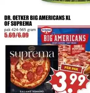 MCD Supermarkt DR. OETKER BIG AMERICANS XL OF SUPREMA aanbieding