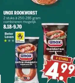 MCD Supermarkt UNOX ROOKWORST aanbieding