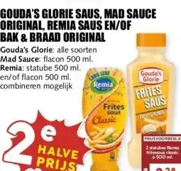 MCD Supermarkt GOUDA'S GLORIE SAUS, MAD SAUCE ORIGINAL, REMIA SAUS EN/OF BAK & BRAAD ORIGINAL aanbieding