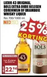 MCD Supermarkt LICOR 43 ORIGINAL BOLS EXTRA OUDE BELEGEN CORENWIJN OF DRAMBUIE WHISKY LIQUER aanbieding