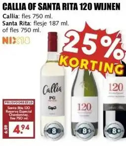 MCD Supermarkt CALLIA OF SANTA RITA 120 WIJNEN aanbieding