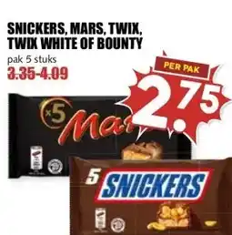 MCD Supermarkt SNICKERS, MARS, TWIX, TWIX WHITE OF BOUNTY aanbieding