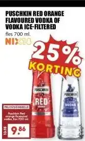 MCD Supermarkt PUSCHKIN RED ORANGE FLAVOURED VODKA OF VODKA ICE-FILTERED aanbieding