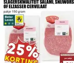 MCD Supermarkt SLAGERSKWALITEIT SALAMI, SNIJWORST OF ELZASSER CERVELAAT aanbieding