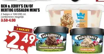 MCD Supermarkt BEN & JERRY'S EN/OF HERTOG IJSSALON MINI'S aanbieding