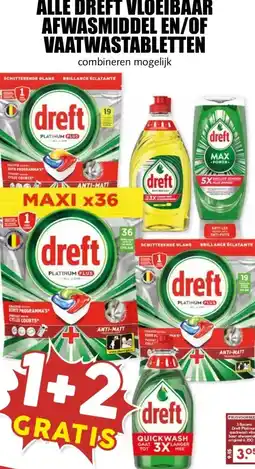 MCD Supermarkt ALLE DREFT VLOEIBAAR AFWASMIDDEL EN/OF VAATWASTABLETTEN aanbieding