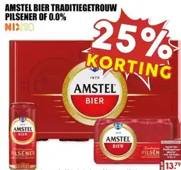 MCD Supermarkt AMSTEL BIER TRADITIEGETROUW PILSENER OF 0.0% NIX18 aanbieding