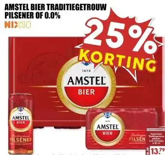 MCD Supermarkt AMSTEL BIER TRADITIEGETROUW PILSENER OF 0.0% NIX18 aanbieding