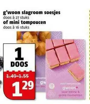 Poiesz G'woon Slagroom Soesjes Of Mini Tompoucen aanbieding