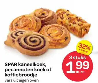 Spar SPAR kaneelkoek, pecannoten koek of koffiebroodje aanbieding