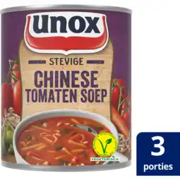 Jumbo Unox Soep In Blik Stevige Chinese Tomatensoep 800 ml aanbieding