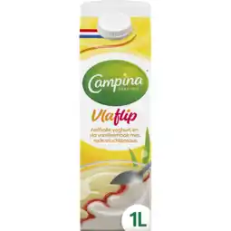 Jumbo Campina Vlaflip Halfvolle Yoghurt en Vla Vanillesmaak met Rode Vruchtensaus 1 L aanbieding