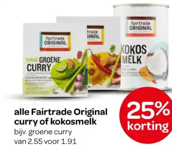 Spar alle Fairtrade Original curry of kokosmelk aanbieding