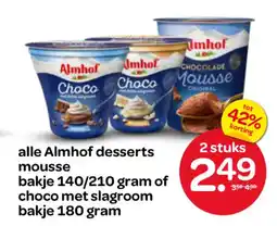 Spar Alle Almhof desserts mousse of choco met slagroom aanbieding