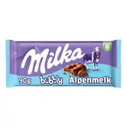 PLUS Milka Chocoladereep melk Bubbly aanbieding
