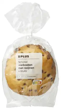 PLUS PLUS Schotel eierkoeken met rozijnen aanbieding