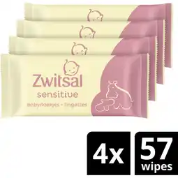 Albert Heijn Zwitsal Baby sensitive billendoekjes 4-pack aanbieding