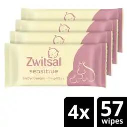 Albert Heijn Zwitsal Baby sensitive billendoekjes 4-pack aanbieding