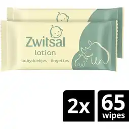 Albert Heijn Zwitsal Baby lotion billendoekjes 2-pack aanbieding