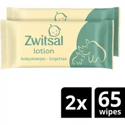 Albert Heijn Zwitsal Baby lotion billendoekjes 2-pack aanbieding