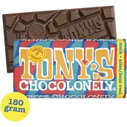 Albert Heijn Tony's Chocolonely Reep melk + alles heul veel aanbieding