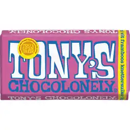 Albert Heijn Tony's Chocolonely Reep wit framboos knetter aanbieding