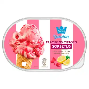 PLUS Hertog Ijssalon sorbetijs framboos citroen aanbieding
